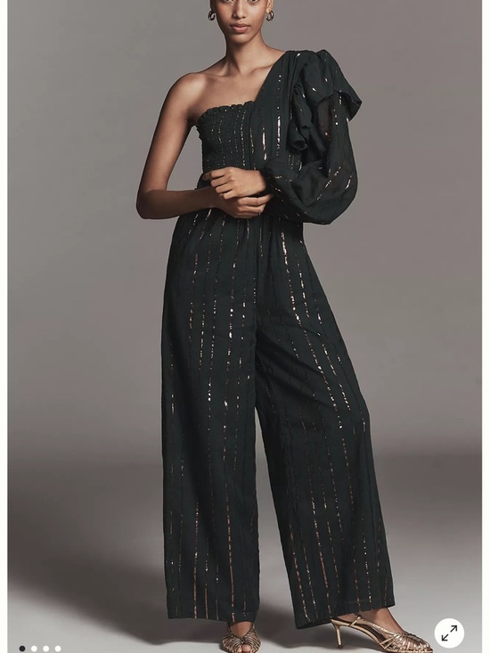 open lace back dress Green One-Shoulder Sheer Blouse main image 1